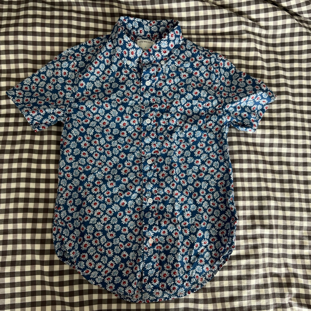 JCREW Crewcuts Flowered Blue Camp Shirt